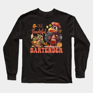 One Thankful Bartender Thanksgiving Turkey Costume Groovy Long Sleeve T-Shirt